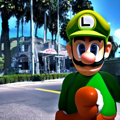 Prompt: a photo of jay leno dressed as luigi from game, ultra hd, iphone, 3 0 mm, global illumination, bokeh photo