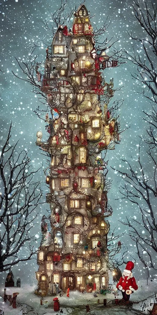 Image similar to a christmas scene by alexander jansson and where's waldo