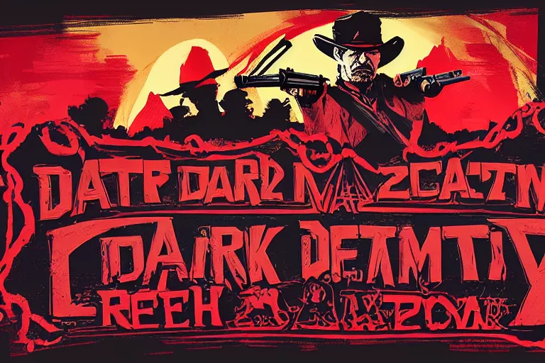 Image similar to 3d sculpt of an arched sign for a circus called 'the dark metal carnival', red dead redemption2, artstaton, digital illustration