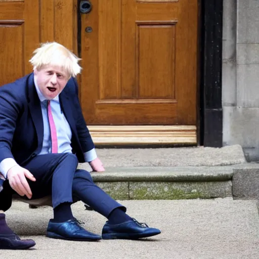 Image similar to Boris johnson pulling his socks up