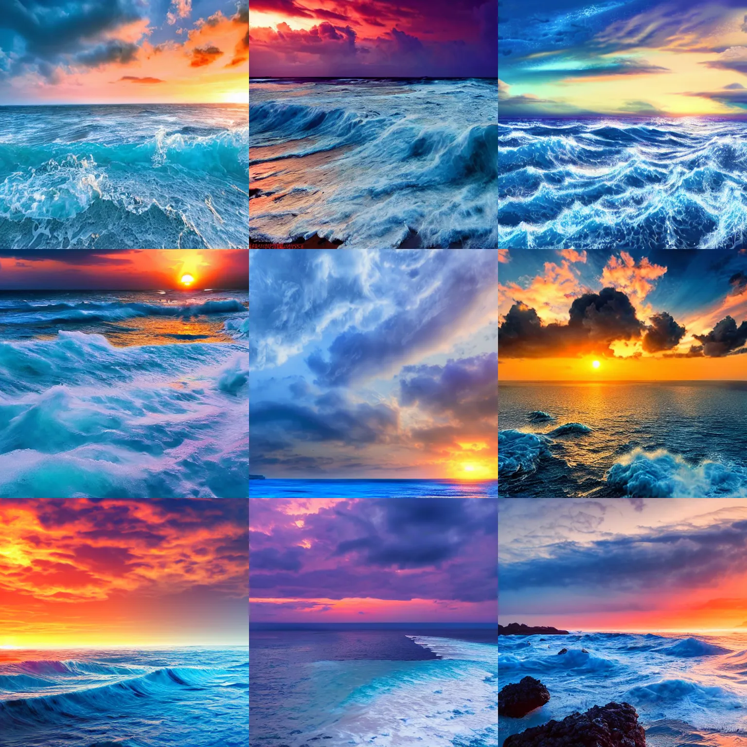 Prompt: archipelago and delta with blue sea and sunset, foamy waves, breathtaking clouds, intricate detail, 8k, beautiful atmosphere, anime