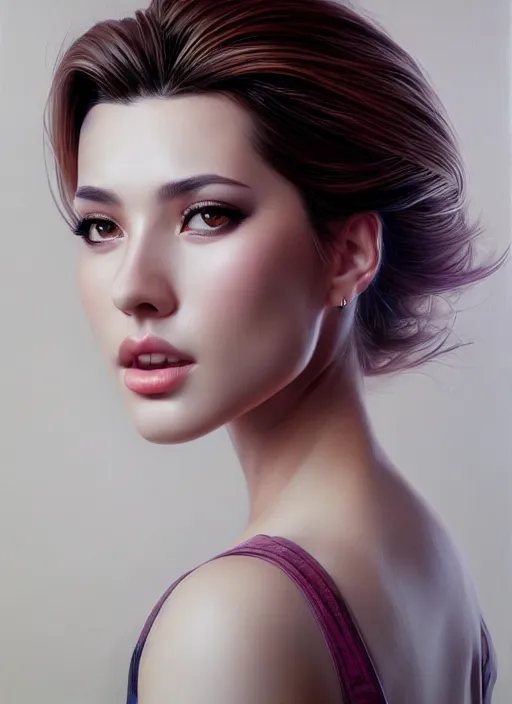 Image similar to photo of a gorgeous young woman in the style of stefan kostic, realistic, sharp focus, 8 k high definition, insanely detailed, intricate, elegant, art by stanley lau and artgerm