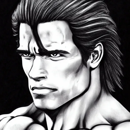 Prompt: Anime Arnold Schwarzenegger, portrait, detailed