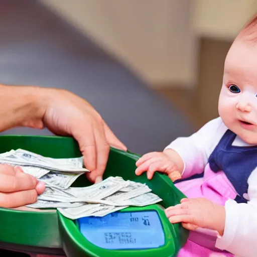 Image similar to taking money from a baby