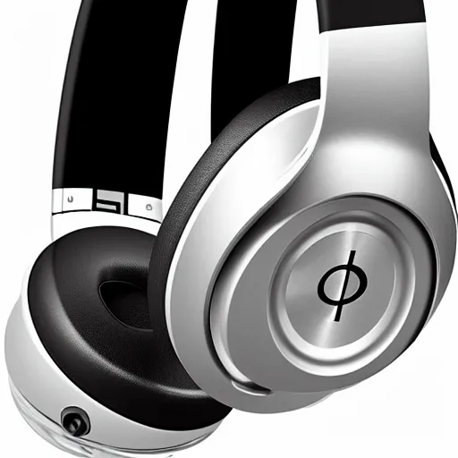 Image similar to product photoshoot of clean modern hand crafted aipods pro max beats headphones colot metal white silver with black leather padding well design ultrareallistic detailed high quality 8 k photorealistic ultra realistic