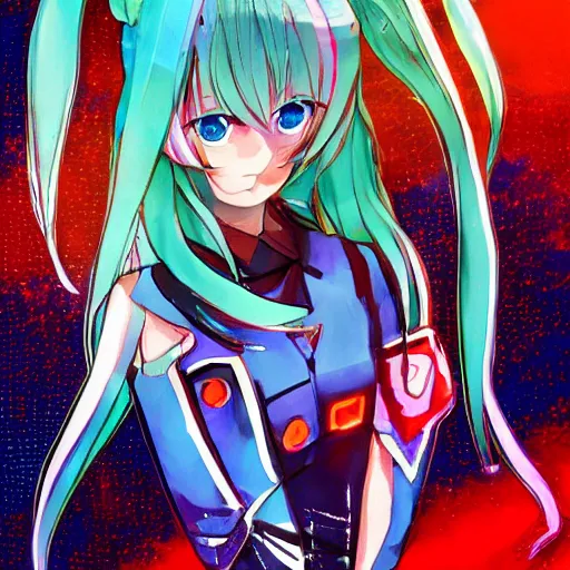 Image similar to Digital art of Hatsune Miku drawing by NakanoArt, trending on Artstation