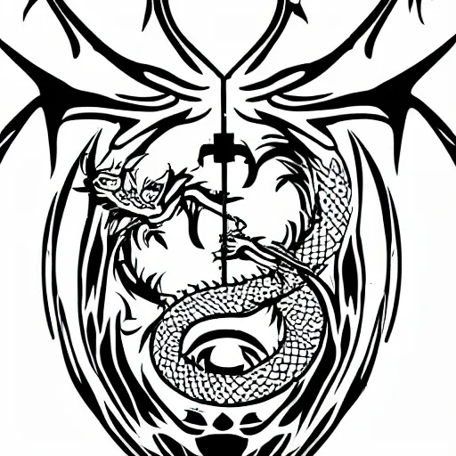 Image similar to lineart of a dragon tattoo stencil