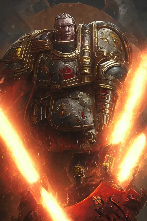 Image similar to armor portrait heros warhammer 4 0 k horus heresy fanart - the primarchs emperor by johannes helgeson animated with vfx concept artist & illustrator global illumination ray tracing hdr fanart arstation zbrush central hardmesh 8 k octane renderer comics stylized