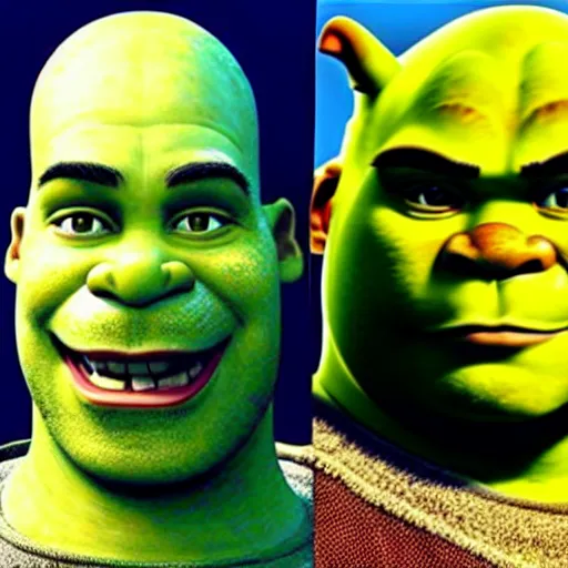 Prompt: keanu reeves shrek hybrid