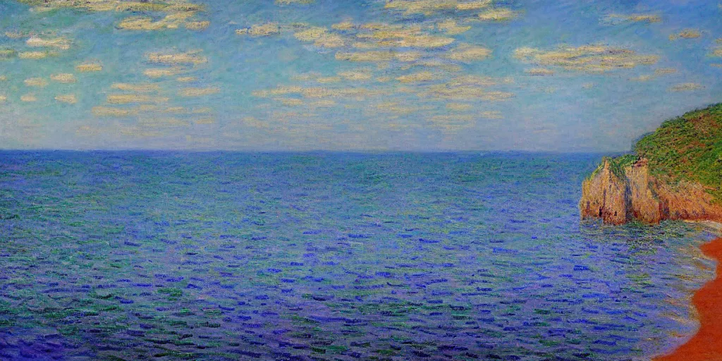 Image similar to a beautiful mexican coast, painted by claude monet