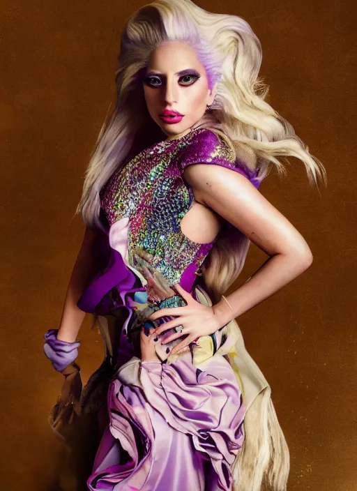 Image similar to lady gaga photoshoot artpop disney princess, magazine, fairytale, Highly realistic. High resolution. Highly detailed. Dramatic. 8k.4k.