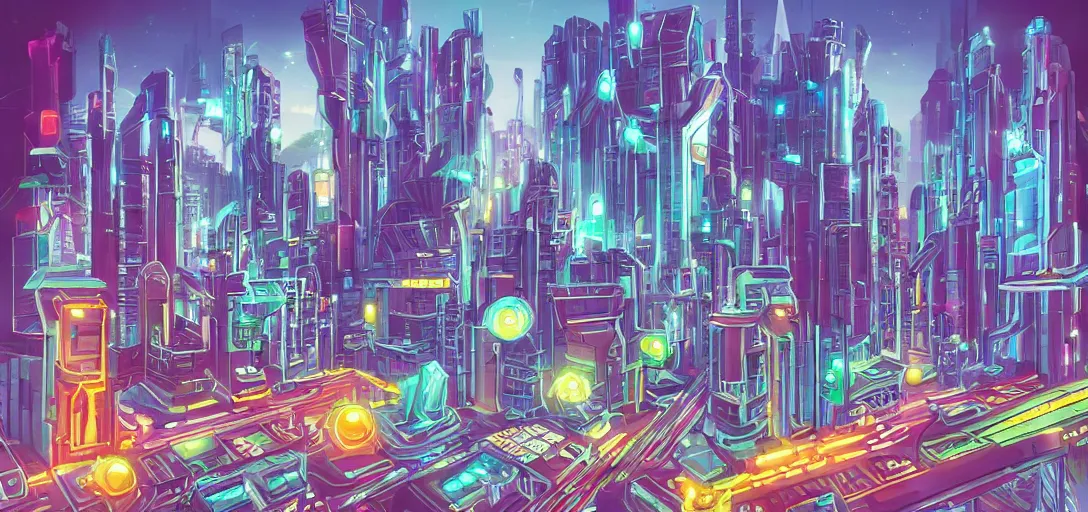 Prompt: Retro Futuristic City