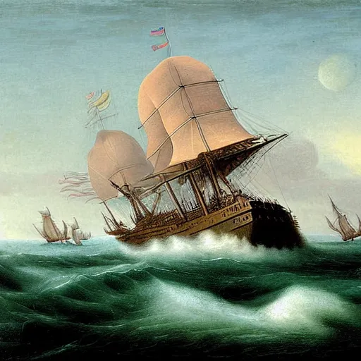 Image similar to seamonster attacking a ship, by george philip reinagle