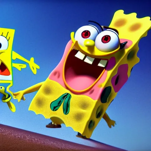 Image similar to Keanu Reevez in the role of SpongeBob . Octane render, 4k, 8k, unreal 5, very detailed, hyper realism, trending on artstation.