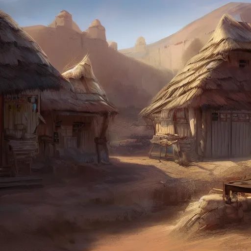 Image similar to a desert village, artstation, cgsociety