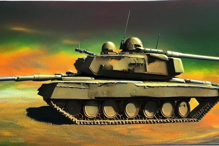 Image similar to t - 9 0, fantasy, painting, ultra realistic!!!, clear weather, golden hour, sharp focus