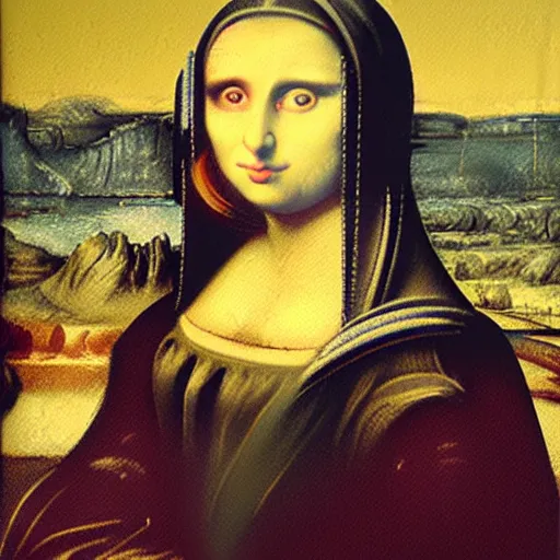 Image similar to the mona liza painted by a monkey