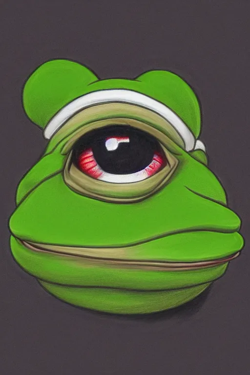 Image similar to portrait drawing of pepe the frog, ultra detailed highly realistic, trending on artstation, rule of thirds, extreme high detail, soft lighting, rim light, volumetric lighting and effects,