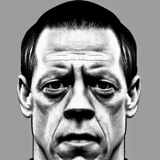 Prompt: photo portrait mugshot of the lovechild of john cena and steve buscemi from new jersey, realistic, hyperrealistic, 8 k resolution, hd quality, very detailed, highly detailed, intricate details, real life, real world, trending on artstation, digital art, really realistic, very realistic, headshot, head in frame, stock image, mugshot