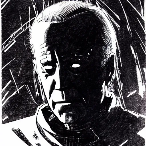 Image similar to Joe Biden looking sinister, by Tsutomu Nihei, highly detailed