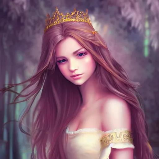 Image similar to fantasy princess girl art drawn in art style of WLOP full HD 4K highest quality realistic beautiful gorgeous natural WLOP artist