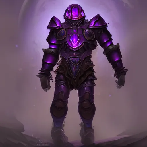 Image similar to purple glow coming off of ancient runic armored golem high detail, artstation, award winning masterpace