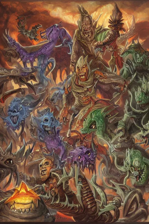 Prompt: various dungeons and dragons monsters painted by donato