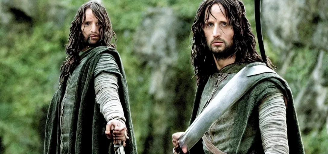 Image similar to still of felicity jones as aragorn in the lord of the rings ( 2 0 0 1 )