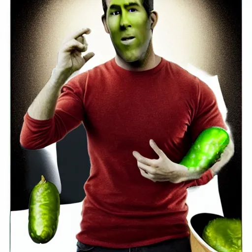 Image similar to ryan reynolds morphed with a pickle