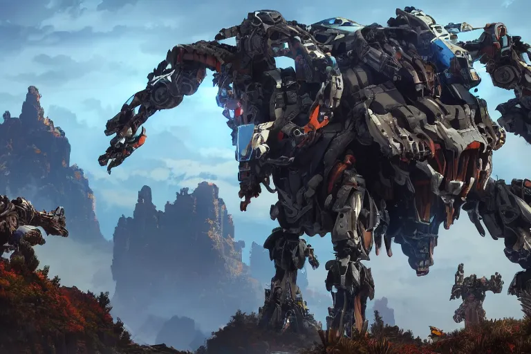 Image similar to burrower machine mecha animal beast robot of horizon forbidden west horizon zero dawn bioluminiscence global illumination ray tracing hdr fanart arstation by sung choi and eric pfeiffer and gabriel garza and casper konefal