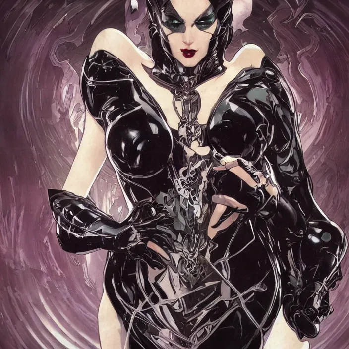 Image similar to a beautiful female super villain being evil, ultra realistic, concept art, intricate details, serious, powers, highly detailed, anime, 8 k, art by todd mcfarlane and artgerm and greg rutkowski and alphonse mucha