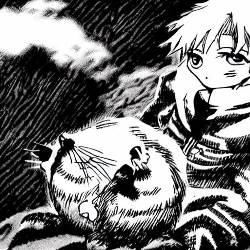 Image similar to a hamster in the manga Berserk