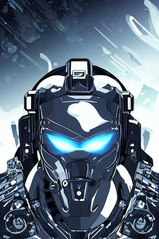 Image similar to cyber cyborg ninja mask helmet metal gear solid artic suit swat commando, global illumination ray tracing hdr fanart arstation by sung choi and eric pfeiffer and gabriel garza and casper konefal, a spectacular view cinematic rays of sunlight comic book illustration, by john kirby