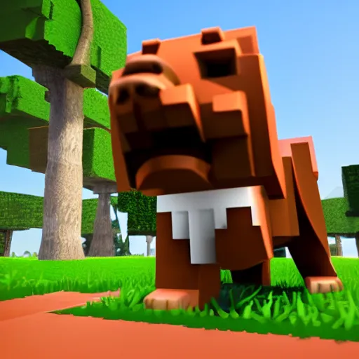 Prompt: a video game still of a dog made in roblox, HD, 3D render