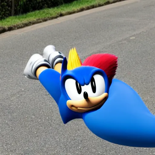 Prompt: sonic the hedgehog doing a spin dash