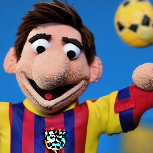 Image similar to lionel messi as a muppet