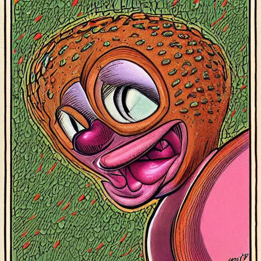 Prompt: tweety bird body horror portrait technicolor r. crumb