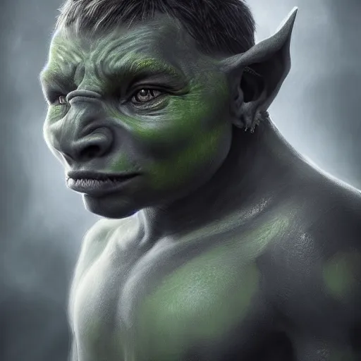 Image similar to a detailed portrait of a child orc boy, fantasy art illustration, incredibly highly detailed and realistic, 8 k, sharp focus