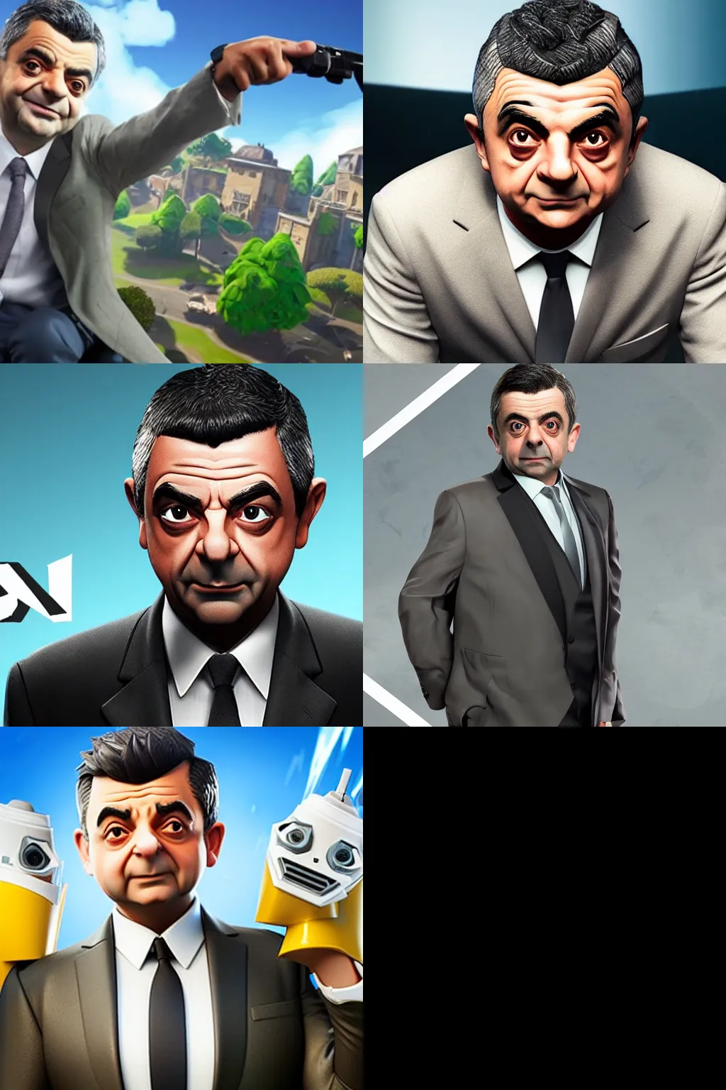 Prompt: rowan atkinson is a fortnite character, unreal engine, gaming