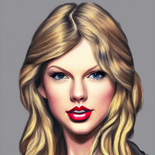 Image similar to portrait of Taylor Swift, highly detailed, centered, solid color background, digital painting