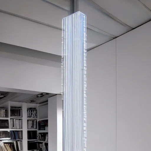 Prompt: a led - strip lamp hanging from the sealing, modern aesthetic, sci - fi look, by frank gehry, concept art