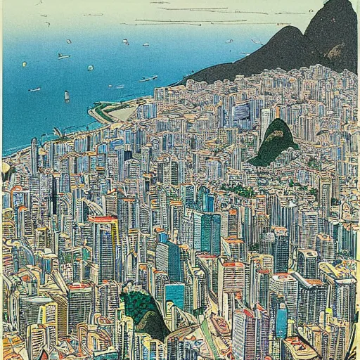 Image similar to rio de janeiro painted by moebius