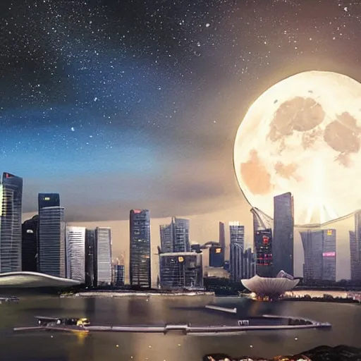 Prompt: a painting of singapore as a moon base, beautiful lighting, ultra realistic