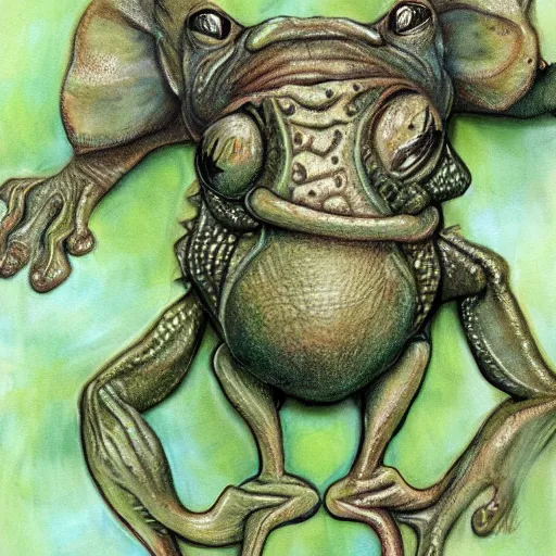 Prompt: A creature that is half frog, half elephant, art station