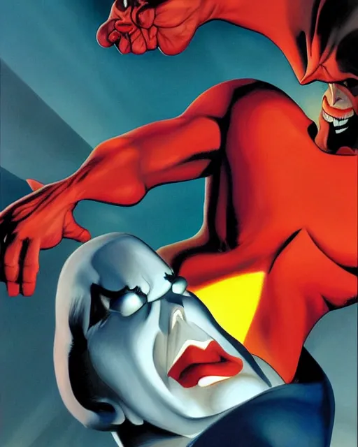 Prompt: Freakazoid, art by Alex Ross, dramatic lighting, dark background, very high quality, incredibly detailed,