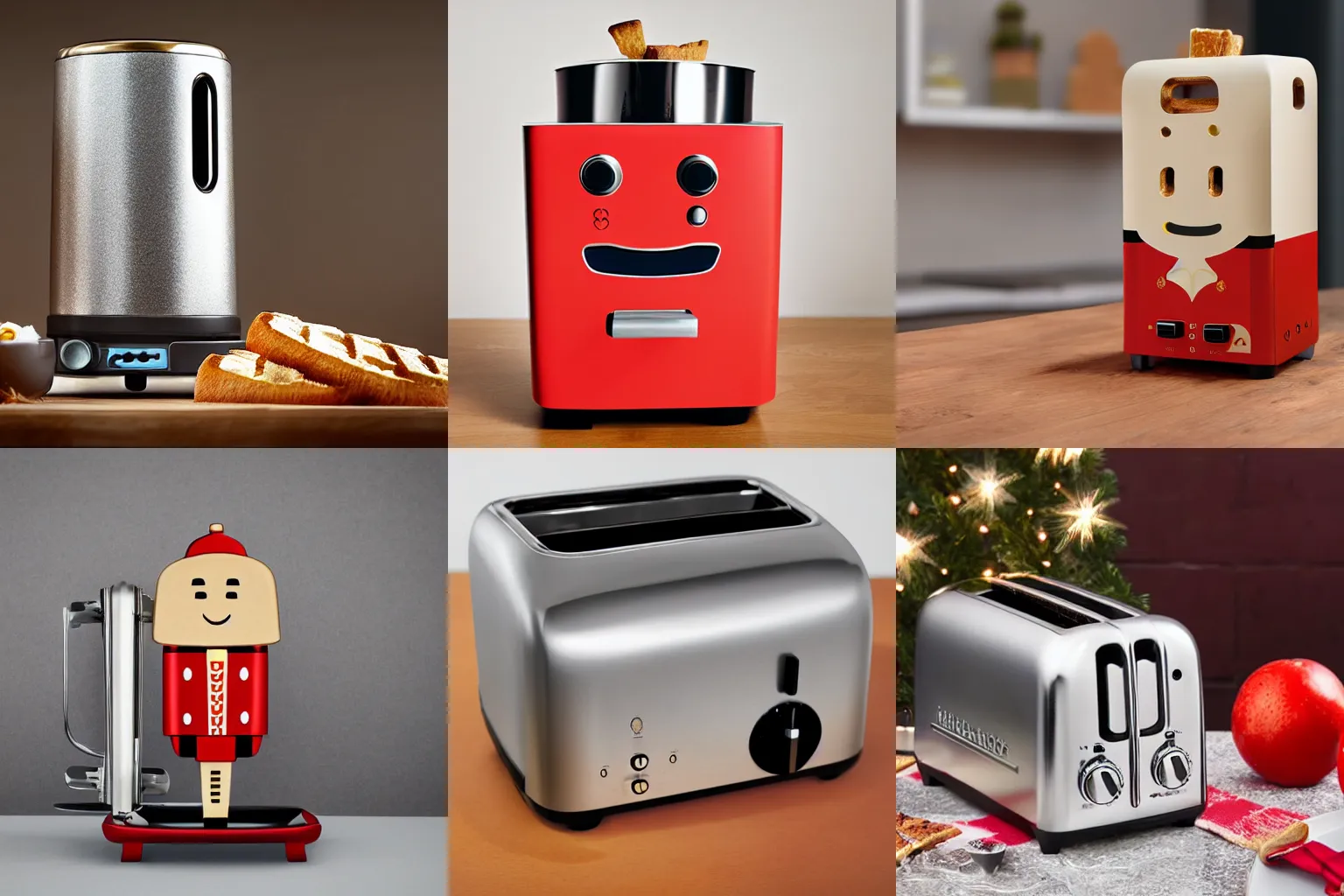Prompt: a toaster in the style of a nutcracker, product photo