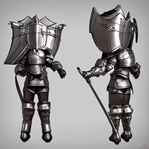 Image similar to cute fumo plush of a knight of a royal legion, knight armor, anime girl with long hair, matcap metal reflectance, vray