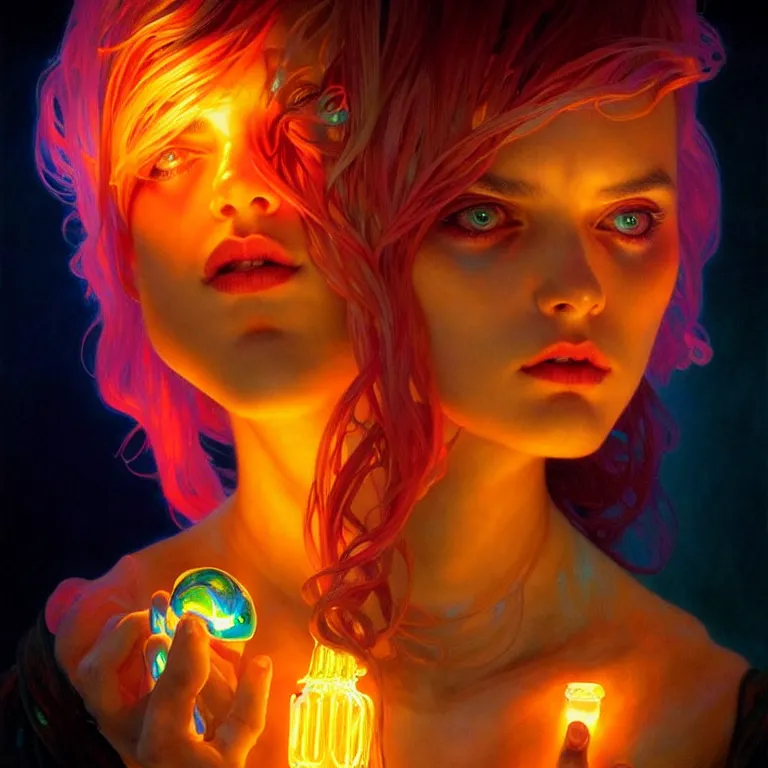 Image similar to bright asthetic portrait LSD glowing liquid, fantasy, intricate, elegant, dramatic lighting, highly detailed, lifelike, photorealistic, digital painting, artstation, illustration, concept art, smooth, sharp focus, art by John Collier and Albert Aublet and Krenz Cushart and Artem Demura and Alphonse Mucha