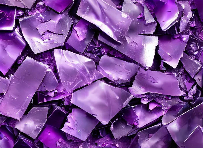 Prompt: solidified purple paint shattered into pieces, shiny, hd, 4k