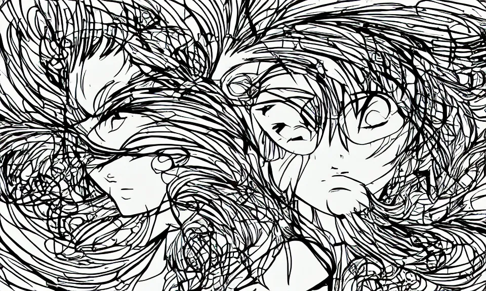 Prompt: abstract art, anime style, line art